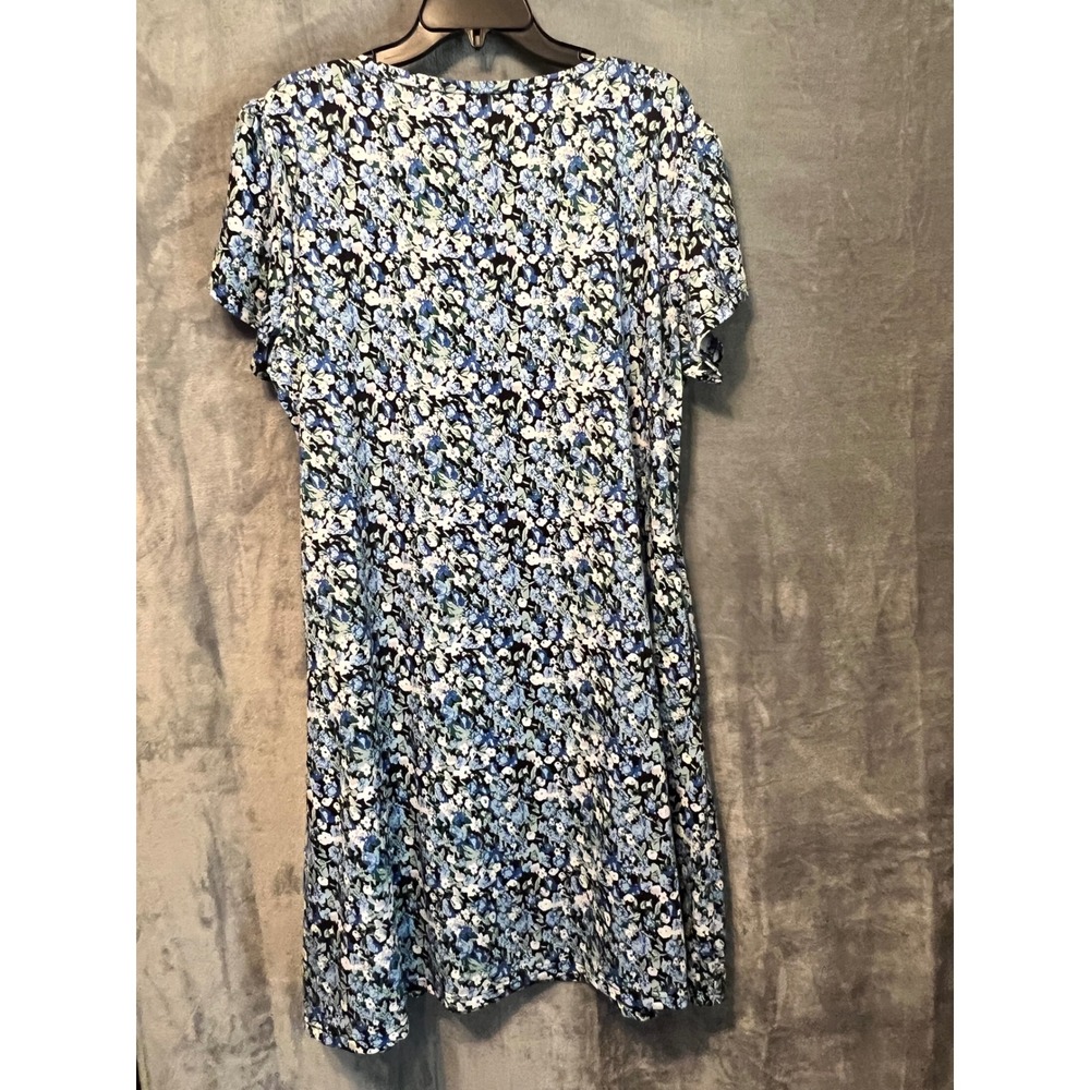 Womens 2X Blue Floral Midi Dress Cottagecore Boho Stretch Casual Plus Size - Picture 6 of 7